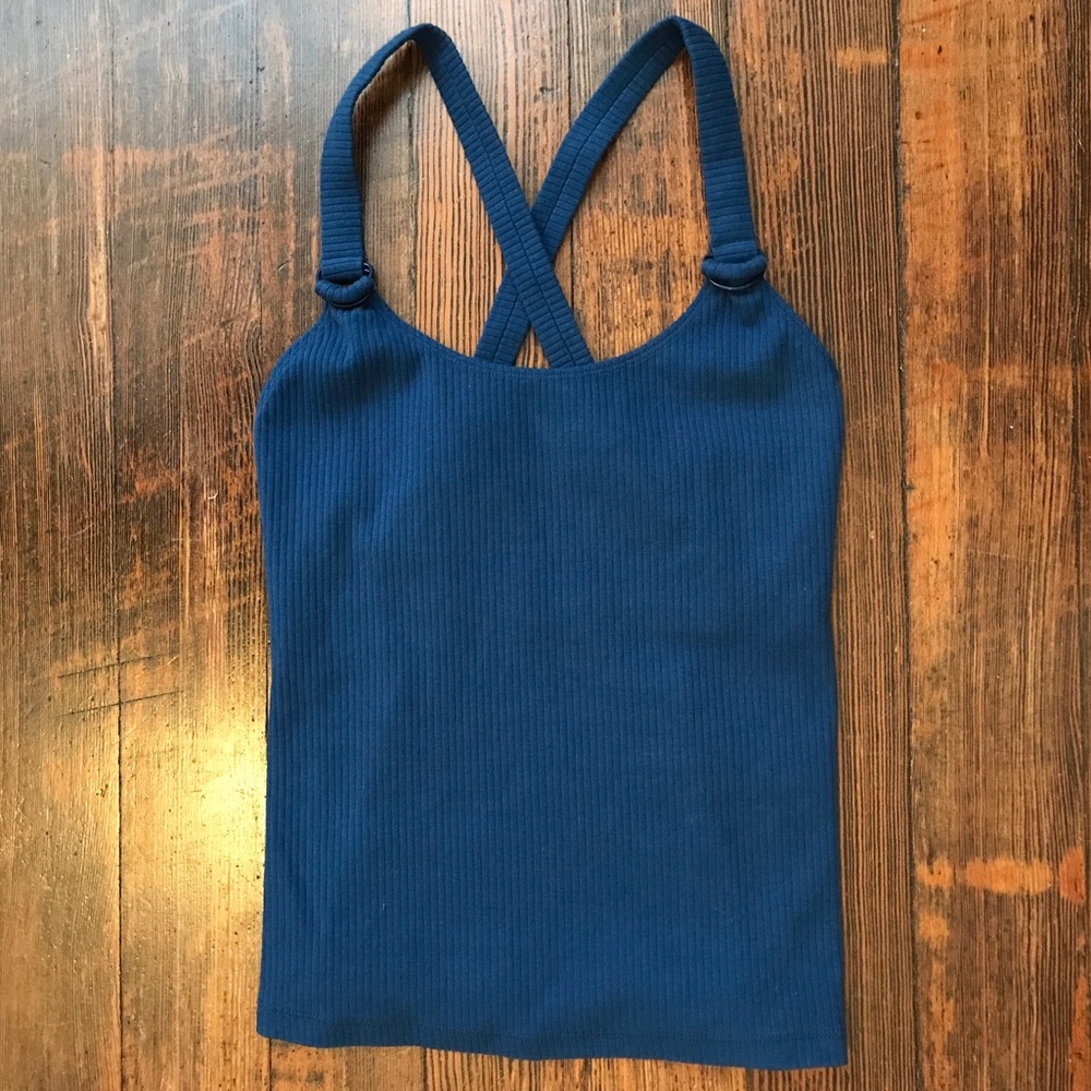NEW Free People Movement ribbed blue tank top XS